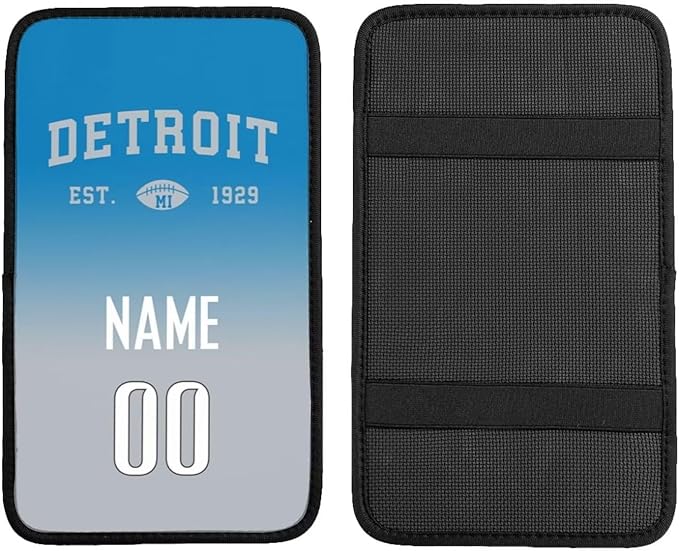 Custom Car Armrest Cover,Add Personalized Name and Number As Gifts for Loyal Football Fans,Auto Center Console Pad Car handrail Box Cushion,Fit for Most Car