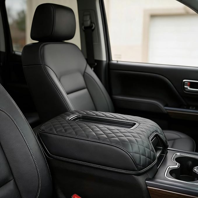 Center Console Armrest Cover Compatible with Chevy Silverado & GMC Sierra 1500 2500 3500 2014-2018, Yukon & Tahoe & Suburban 2015-2020, For Console Bucket Seat Only, Arm Rest Cushion, Anti-Scratch