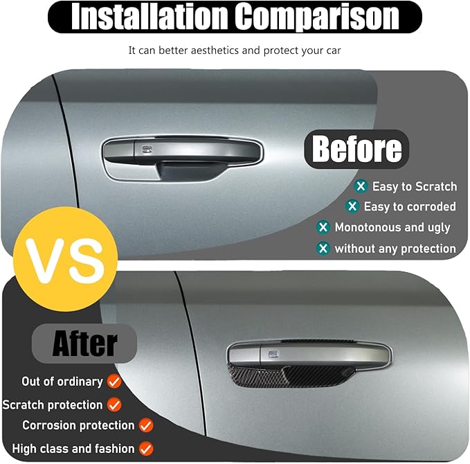 Suetlcoity Car Door Bowl Scratch Protector for Hummer EV Accessories Exterior Door Handle Bowl Cover Protection Trim for Hummer EV SUV Truck 2022-2024 2025 4 Doors, ABS Plastic (Carbon Fiber Style)