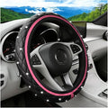 Bling Car Steering Wheel Cover, Rhinestones Elastic Leather Automotive Steering Wheel Protector, 15 Inch Sparkly Crystal Vehicle Interior Decor Accessories, Universal Fit (Pink)