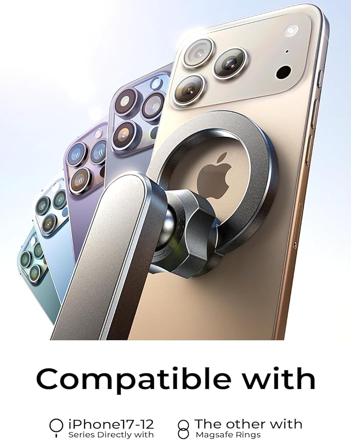 LISEN for iPhone 17 Air for Magsafe 360 Degree Car Phone Holder, Dashboard Holder, Magnetic Holders for Car Dash, Clip Cell Cars Holders for Your Rearview Mirror for iPhone 17 Pro Max 16 15 14 Kits