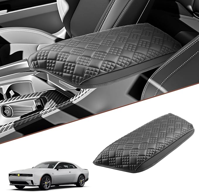 SKTU for 2024 2025 2026 Dodge Charger Center Console Cover for 2024 2025 2026 Dodge Charger Armrest Cover Dodge Charger 2024 2025 2026 Accessories 2024 2025 2026 Charger Soft Console Cushion-Durable