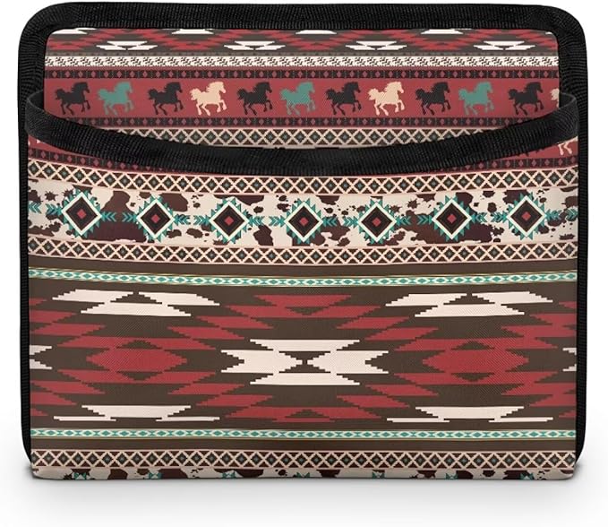 Renewold Car Side Pocket Organizer, Front Back Seat Storage Pocket for Car, Universal Auto Console Door Window Storage Bag for Interior Organizer, Holder for Phone Sunglasses, Southwest Aztec Horse