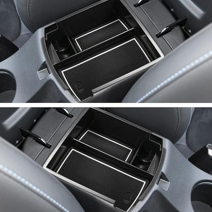 Ruiya Kona Center Console Organizer for Hyundai Kona Accessories Middle Console Organizer 2018+ Hyundai Kona Armrest Storage Box Glove Tray Compatible with 2018 2019 2020 2021 2022 2023 Hyundai Kona