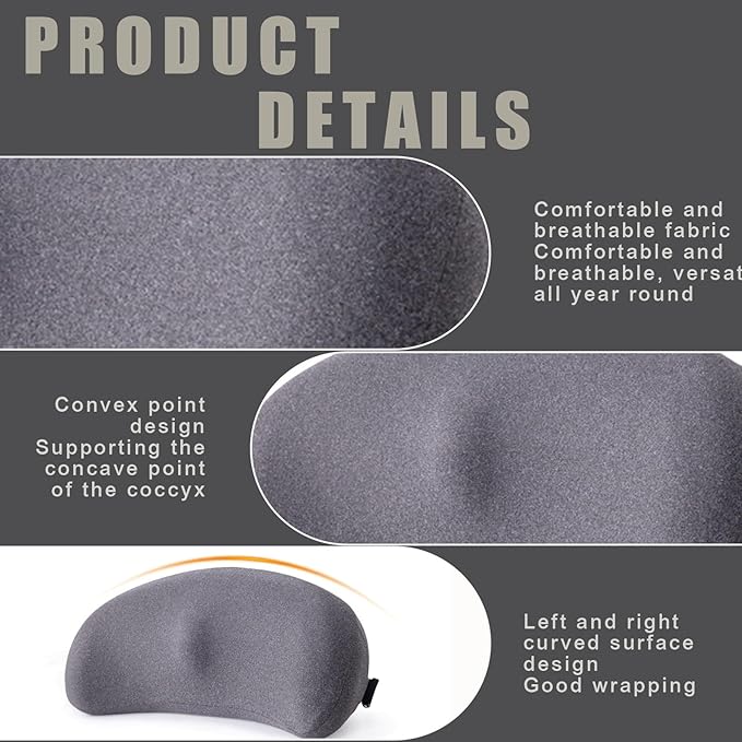 Car Seat Cushion, Memory Foam Vehicle Driver Seat Support Pillow for Back Pain Relief, Comfortable Lumbar Pillow for Driving, Office Chair, Wheelchair, Universal for SUV, Truck, RV (Gray)