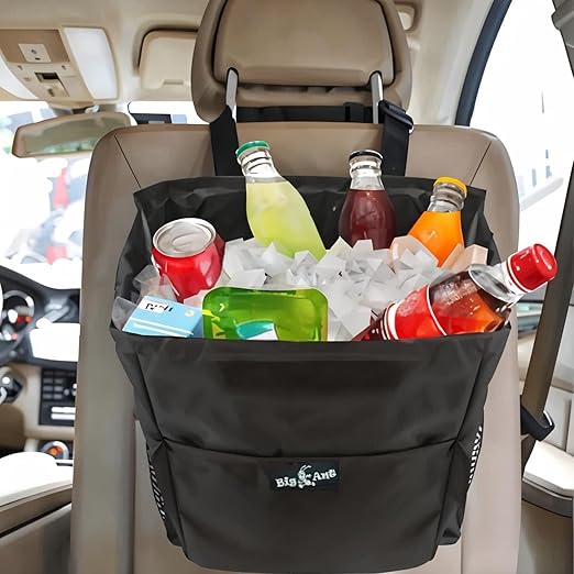Big Ant Car Trash Can Bag with Lid - Leak-Proof, Garbage Bag For Car, Portable Storage Pockets for Travel & Family Car Accessories (Waterproof Design)*