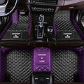 Customize Making Car Floor Mats for 99.99% Sedan SUV Pickup Truck Full Coverage Men Women Cute Leather Protection Pads Non-Slip Floor Liners (Black+Purple Side)
