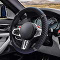 Bling Soft Leather Steering Wheel Cover, 15" Anti-Slip Sparkly Crystal Auto Elastic Steering Wheel Protector for Women Girl, Colorful Diamond Car Interior Accessory for Most Cars (Black)