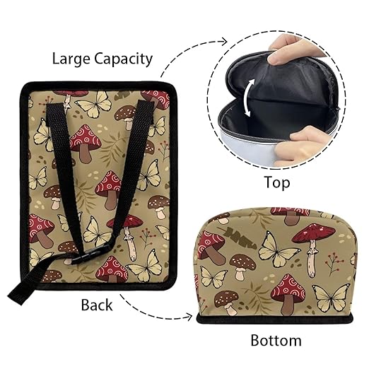 Talayituse Mushroom Butterfly Print Car Trash Can with Lid, Leak Proof Auto Trash Bag Hanging Vehicle Garbage Can Multipurpose Storage Container for Back Seat Road Trip
