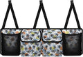 Palm Print Trunk Hanging Organizer, Backseat Bag, Car Interior Accessories with 2 Pockets & 2 Mesh Pouches for Groceries, Will Provide More Storage Trunk Space for SUV, Jeep, MPVs