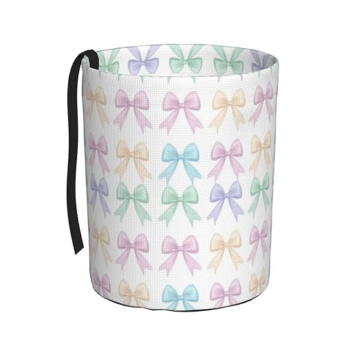 Pastel Ribbon Bows Car Trash Can Leak-Proof Waterproof Hanging Trash Bin Collapsible Garbage Can for Car Accessories Travelling Camping