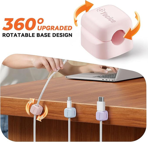 12Pack Rotatable Cord Organizer,Spring Cable Clips Desk Cable Management Cord Holder Adhesive Phone Charger Cord Clips for Home Office Car Wall Nightstand Accessories, Multicolor