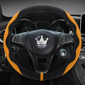 Luxury Suede Steering Wheel Cover for Cars, Soft Leather Padded Wheels Cover for Sedan, SUV, Thin Car Handle Cover, Universal Fit, Anti Slip, 14.75-15.15in, Orange