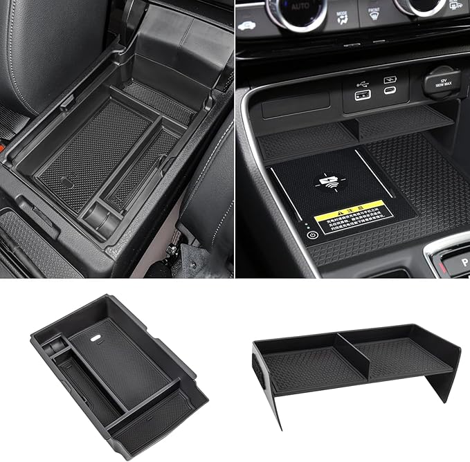 Neepiar 2PCS Center Console Organizer Tray and Armrest Storage Box Compatible with 2026 2025 2024 2023 Honda CRV Accessories Insert Secondary Storage Box with ABS Material