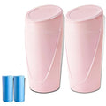 Car Trash Can Bin with Lid - 2 Packs Car Trash Bin-Car Trash Can Cup Holder-Mini Trash Garbage Can with 30pcs Small Trash Bags-Car Organizer Storage for Front Back Seat Accessories (Pink)