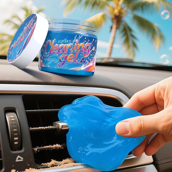 ASFSKY Car Cleaning Gel (Blue,Blueberry) Cleaning Putty Universal Dust Cleaning Car Interior Cleaner Keyboard Dust Remover Car Slime Gifts for Men Women Girl（1 Pack）