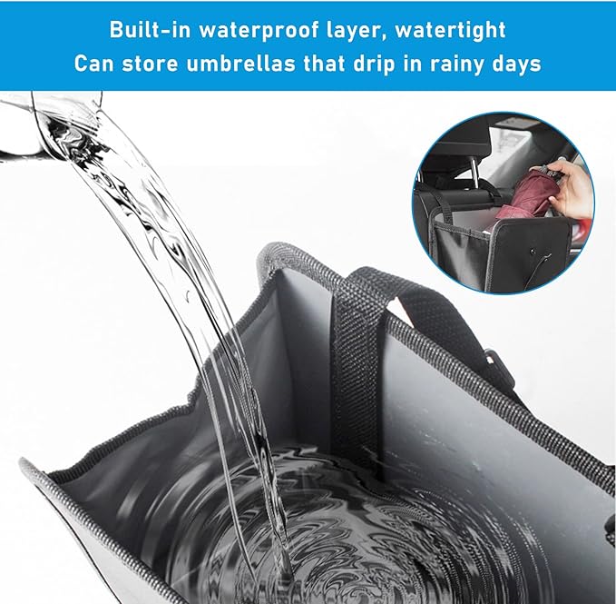 Foldable Car Trash Can, Waterproof Large Capacity Automotive Hanging Trash Bin, Leakproof Auto Garbage Bag Storage Container for All Vehicles, Interior Car Accessories (Large)