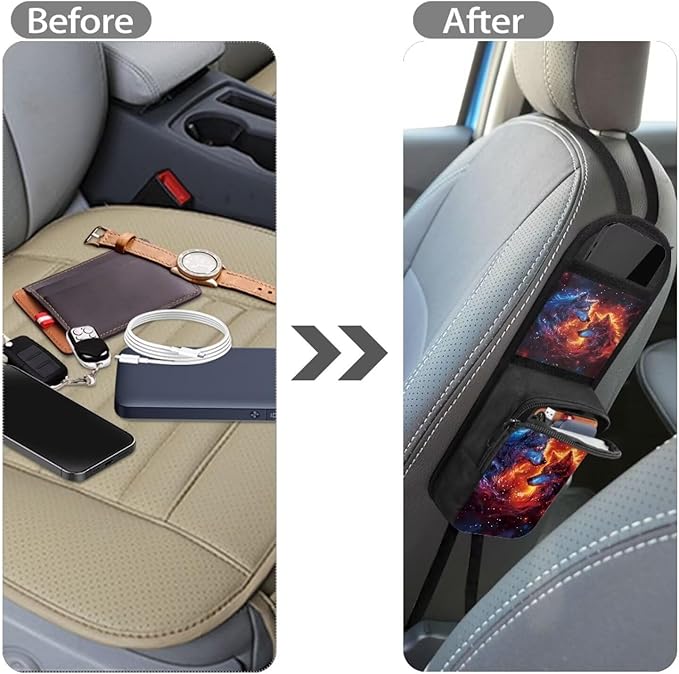 Wolf Automobile Seat Storage Hanging Bag Car Seat Organizer Front Seat Multi-Functional Drink, Stuff Holder Car Accessories