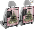2 Pack Back Seat Car Organizer with Storage Pockets Kick Mats Back Seat Protector Hanging Car Organizer Automotive Seat Back Cover Organizers Cute Pink Striped Christmas Tree