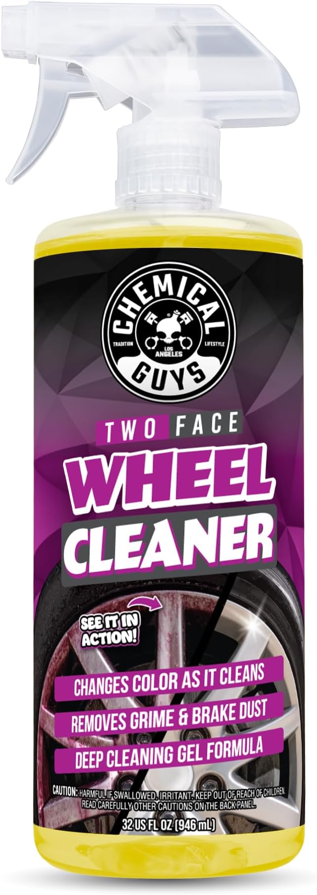 Chemical Guys Two Face Wheel Cleaner, Color Changing Wheel Cleaner, Safe for Cars, Trucks, SUVs, Motorcycles, RVs & More, Extra Large Size 32 fl oz - CLD30332