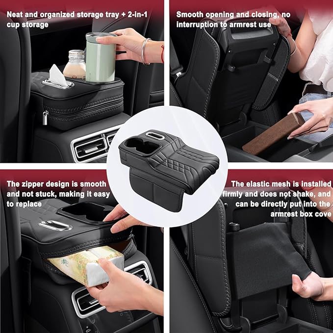 Car Armrest Cover for Tesla Model X 2015–2020 2021 2022 2023 2024 2025 2026, Center Console Cover Mat Armrest Seat Box Cover Cushion Console Pad Interior Accessories,B