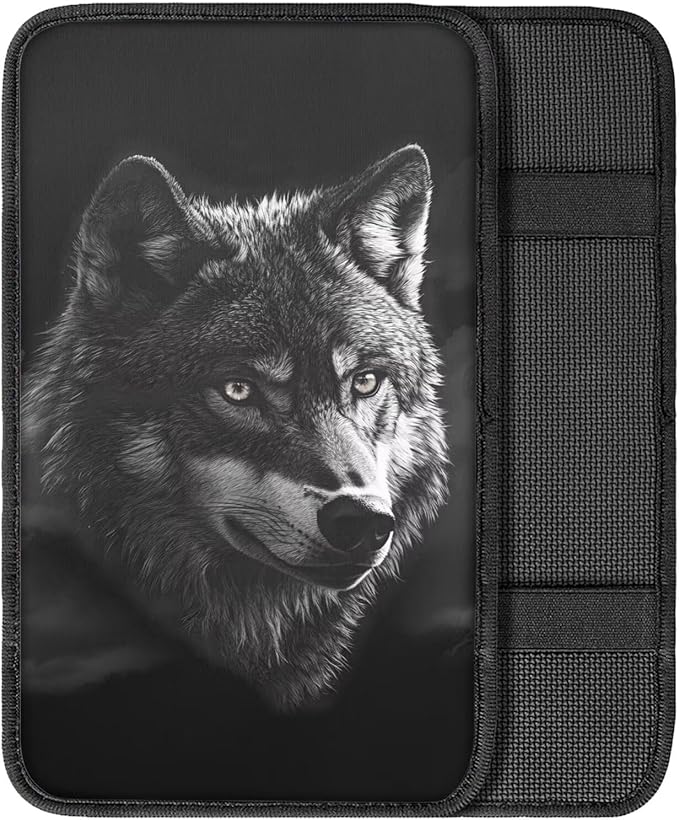 Mintutlipy Prairie Wolf Car Armrest Cover Car Seat Box Cover Car Decoration Car Center Console Cover Wear Proof Sweat Proof