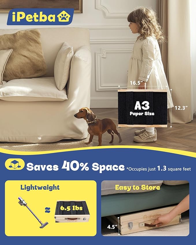 iPetba Dog Ramp for Couch & Low Bed - Joint & Spine Support with Gentle Incline for Small Dogs, Adjustable, Anti-Slip & Foldable, Up to 35 lbs