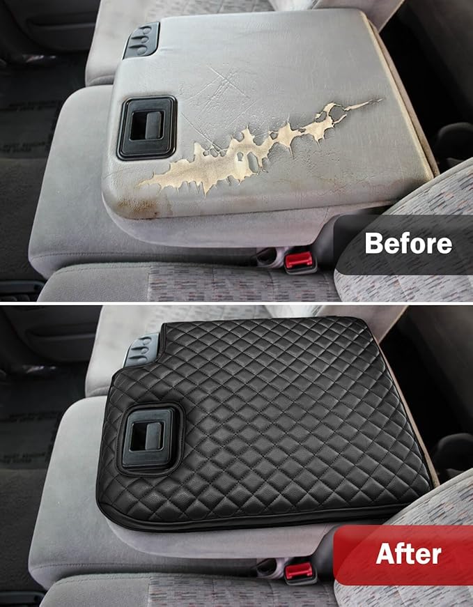 KBH Center Console Armrest Cover for Ford F250 F350 F450 Super Duty 1999-2001 Jump Seat, Arm Rest Cushion Pad Protector, Anti-Scratch, Black