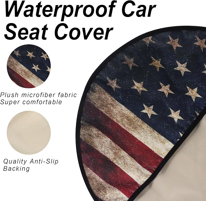 nbnhxnff Sweat Towel Car Seat Cover Protector Front Seats for Gym Workout, Running, Swimming, Beach and Hiking, Waterproof Universal Seat Cover for Car, Trucks, Van&SUV(American Flag, 2pcs Front Seat)