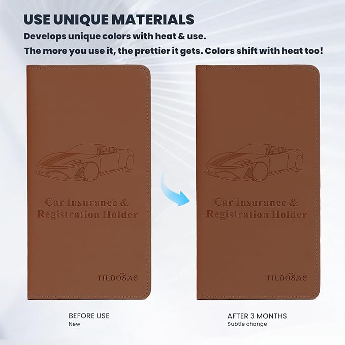 TILDOSAC Car Registration & Insurance Card Holder Leather Auto Glove Box Organizer Document Wallet with Magnetic Shut
