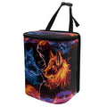 DISNIMO Blue Flame Wolf Car Trash Can, Car Trash Bag Hanging Large Capacity Car Organizer and Storage with Adjustable Straps, Leakproof Trash Bin Interior Car Stuff Storage