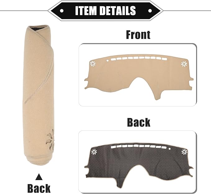 Car Dashboard Cover Mat Compatible for Toyota Sienna 2004-2010, Protective Polyester Beige Center Console Interior Trim Dash Board Mat