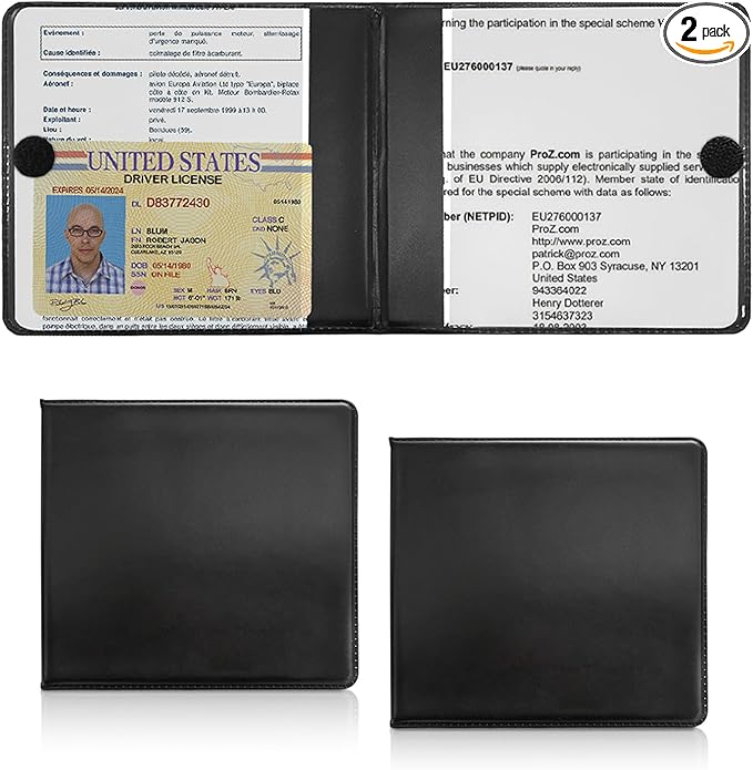 2 PCS Car Registration and Insurance Holder, 10.6''×4.8'' Essential Auto Card Glove Box Organizer with Closure, Vehicle Interior Accessories Perfect for Documents, Cards