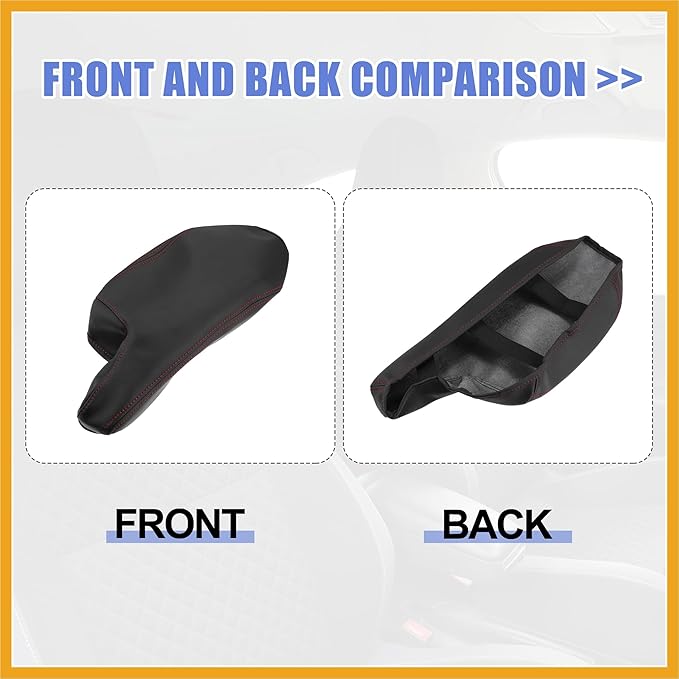 Car Center Console Armrest Cover for Mazda 3 2014-2016 Faux Leather Interior Arm Rest Cover Elbow Cushion Pad Black Red Stitches Replacement