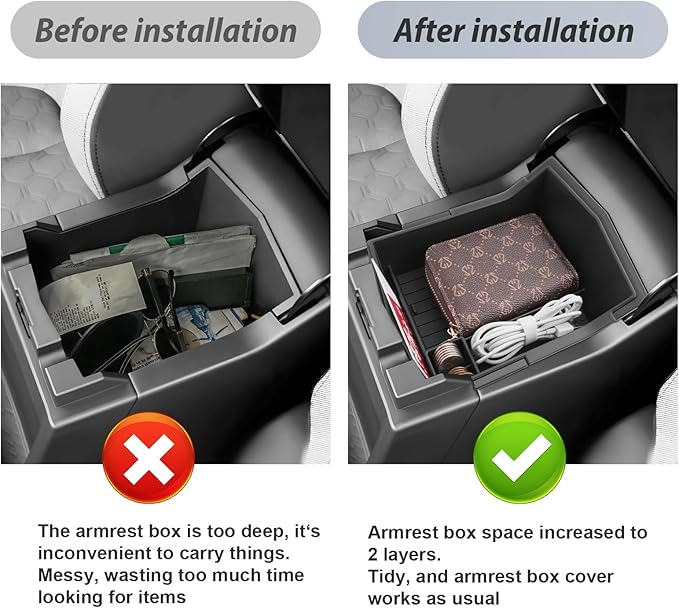 SKTU 2-Pack for 2025 2026 Subaru Forester Center Console Organizer for 2025 2026 Subaru Forester (Base/Premium/Sport/Limited/Touring) Console Tray Subaru Forester 2025 2026 Accessories Double Layers