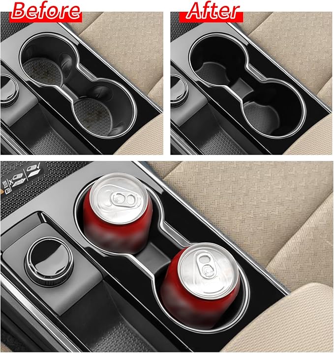 smabee Center Console Cup Holder Insert for Chevy Equinox 2025 2026 TPE Drinks Holder Box Organizer Car Interior Accessories Black