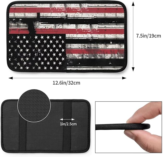 Retro American Flag Console Armrest Cover Pads Armrest Cushion Protector Car Interior Accessories Patriot Car Center Console Cushion Pad for SUV, Truck, Sedans