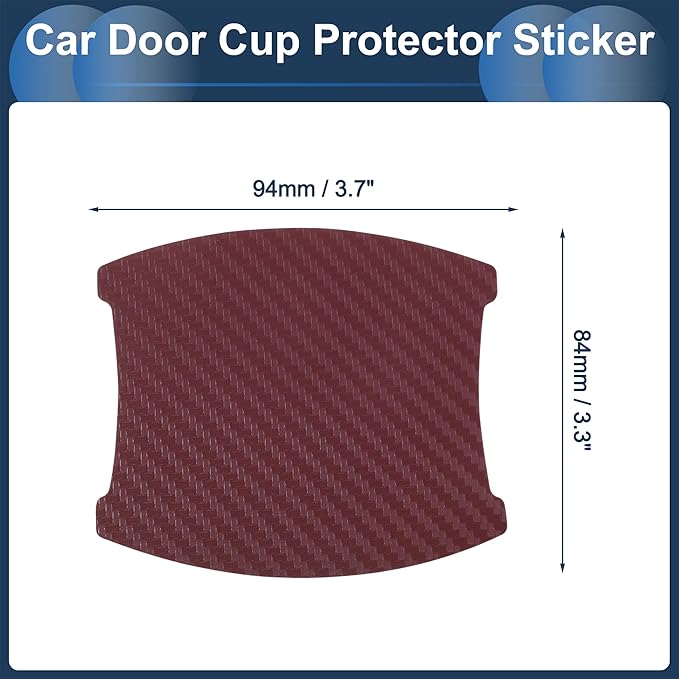 3D Car Door Handle Scratch Protector, 84x94mm Removable Magnetic Car Door Handle Protective Film Wine Red, 4 Pcs