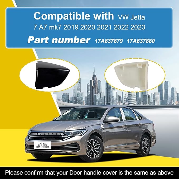 Goholy Car Exterior Door Handle Cap Compatible with VW Jetta 7 A7 mk7 2019 2020 2021 2022 2023 17A837879 17A837880 Door Handle Cover Accessories Lock Cap Pure White Without Electroplating