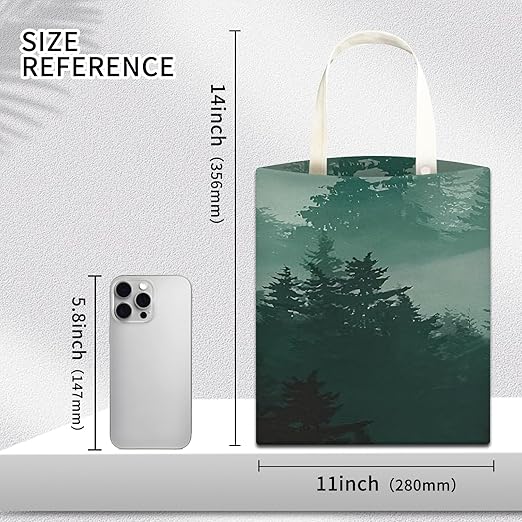 AUEKLLW Car Trash Can, Hanging Garbage Bin for Men and Women, Cute Car Organizer and Storage Bag, Canvas Vehicle Trash Can Bag Easy-to-Install Cute Green Mountain