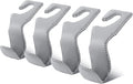 Car Seat Hooks for Purses and Bags, 4 Pack Car Purse Holder for Grocery Bag Handbag Clothes, Metal Headrest Hooks Covered by Leather, Gray