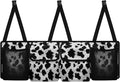 Cow Pattern Car Trunk Organizer and Storage Backseat Hanging Cargo Bag Seat Back Car Organizer Storage Bag with 4 Pockets 3 Adjustable Straps