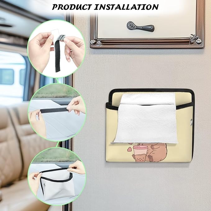Cute Capybara Car Side Pocket Organizer, Seat Side Storage Bag, Universal Pouch for Auto Door Window Console Seat Backrest, Purse Card Phone Sunglasses Holder, Car Accessories