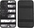 Camouflage Gray Camo American Flag Car Center Console Cover, Universal Waterproof Armrest Pad, Soft Comfort Cushion & Scratch-Resistant Protector for Cars, SUVs and Trucks