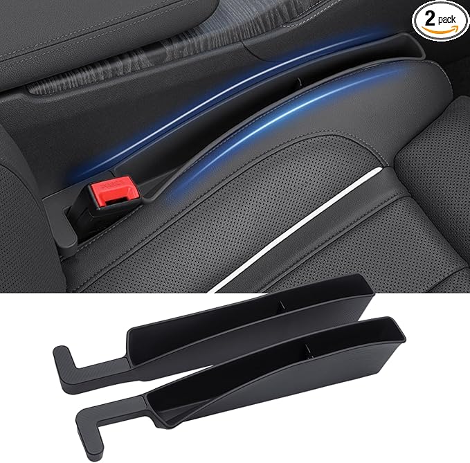 Edotim Car Seat Gap Filler, Seat Gap Organizer with Phone Holder, Car Seat Accessories, Car Organizer Fit Car SUV Truck-2PCS Black
