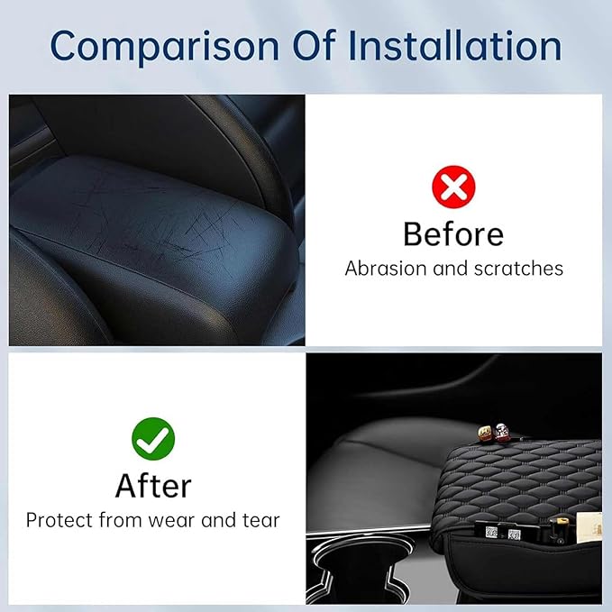 Car Armrest Cushion for Land Rover Range Rover Evoque I 2012-2015 2016 2017 2018, Car Armrest Pad Soft Leather Car Center Console Cover Car Interior Accessories,A