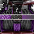 Custom Fit Car Floor Mats for Most Cars, SUVs, Trucks - Waterproof PU Leather All-Weather Floor Liners - Durable Anti-Slip Interior Car Accessories to Protect Vehicle Floors (Purple+Black Beige)