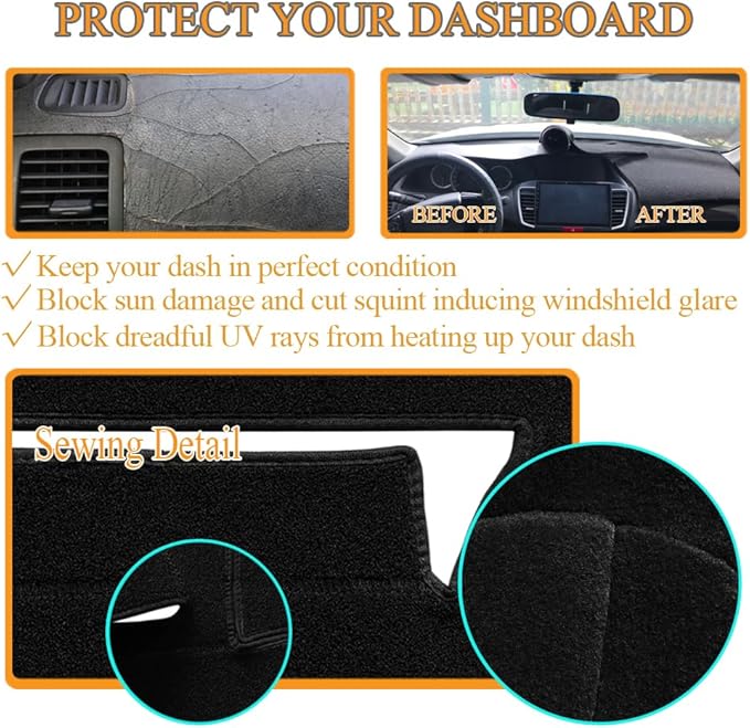 Dash Cover Mat Fit for Chevy Chevrolet Silverado/GMC Sierra C1500 C2500 C3500 K1500 K2500 K3500 Pickup Truck 1988-1994, 1992-94 GMC Yukon/Chevy Blazer Suburban Dashboard Pad Carpet (88-94, Black) Y25