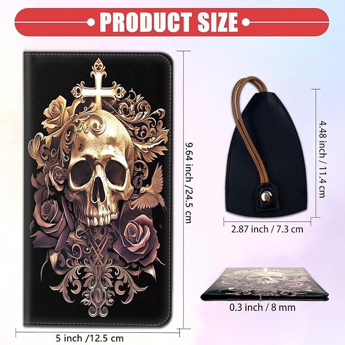 Car Registration Holder, Waterproof PU Leather Vehicle Card Document Glove Box Organizer, Women Interior Auto Accessories Case for Cards, Driver License Car Insurance Holder, Skull and Flower Pattern