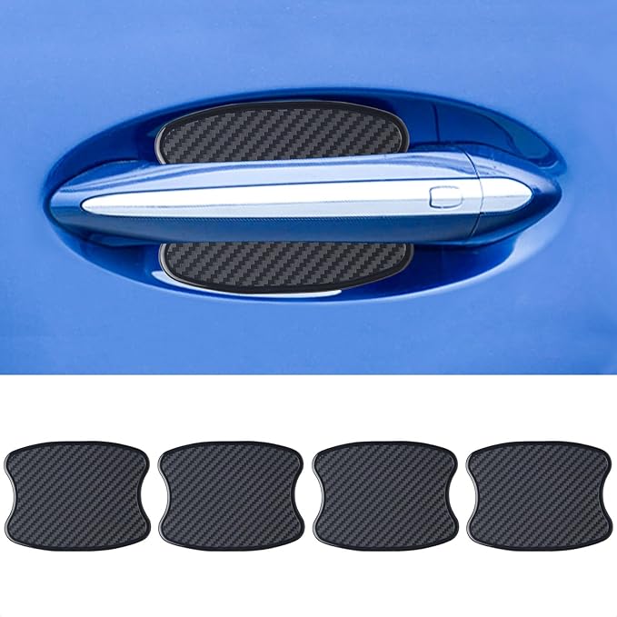 WORCAS 4 Pcs Carbon Fiber 3D Texture Car Door Handle Protector Pad Scratch Resistant Durable Premium Protection for Car Door Handles Prevents Scratches and Wear S Size